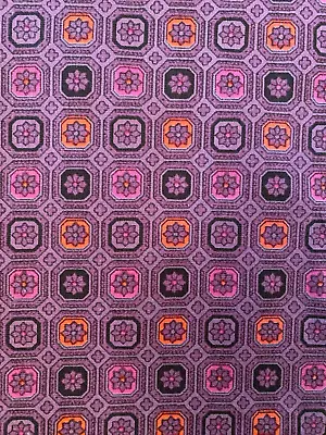 Floral Tiles FABRIC 5 Yards 42  W Purple Orange Spanish Moroccan Mosaic Cotton • $20