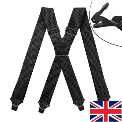 Heavy Duty Work Suspenders For Men Adjustable Elastic Trouser Pants Braces UK • £9.94