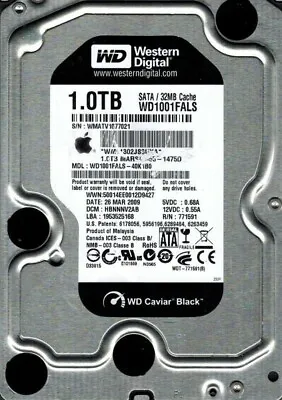Western Digital 1tb Wd1001fals-40k1b0 Dcm: Hbnnnv2ab Mac 655-1475d • $104.18