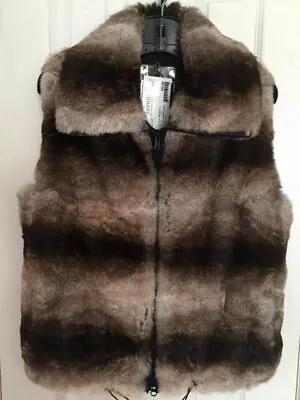  Women's MAXIMILIAN Genuine Fur Dyed Rabbit Vest Wing Collar W/Zipper Size 8 -10 • $329.99