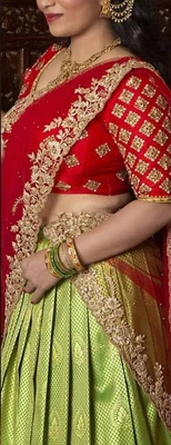 $90.98 • Buy South Indian Traditional Half Saree Lehengha Silk Party Wear Style Free Shipping