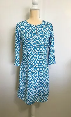 BARBARA GERWIT Aqua Blue And White Dress Size S/M • $37.49