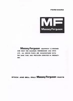 Massey Ferguson MF52A  MF 52 A Backhoe Parts Manual  • $20.49