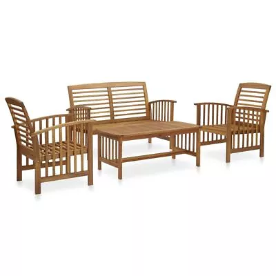 4 Pcs Wooden Lounge Set Table Bench And Chairs Outdoor Furniture Acacia Wood • $401.95