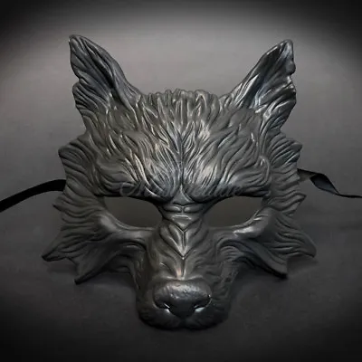 £22.45 • Buy All Black Humble, Hungry & Scary Wolf Mask Unisex Resin Masquerade Mask