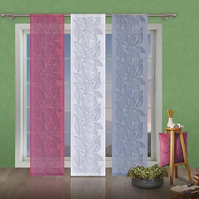 Net Lace Window Panel Leaves Blind Curtain Fly Screen Slot Top Pink White Grey • £5.40