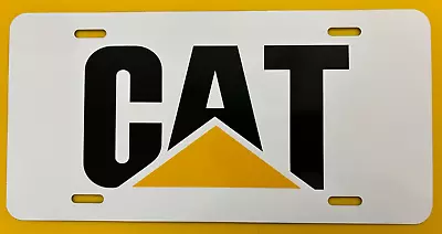 White License Vanity Plate Tag Black Yellow Vinyl CAT Caterpillar Logo Car Truck • $18.99