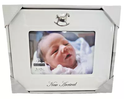 NEW Malden  New Arrival  Unisex Baby 4  X 6  Ceramic Photo Frame Silver Accents • $15