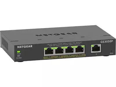 NETGEAR 5 Port PoE Gigabit Ethernet Plus Switch (GS305EP) - With 4 X PoE+ @ 63W • $69.99