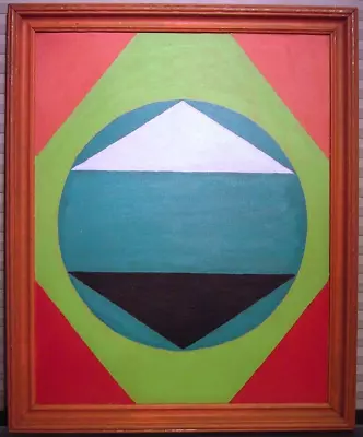 Vintage Mid Century Modern Art Geometric Abstract Oil Painting • $112.50