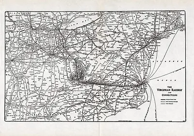 1940 Antique VIRGINIAN RAILWAY Map Uncommon Virginia Railroad Map 1190 • $24.75