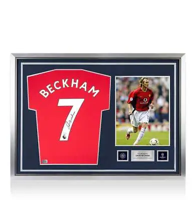 David Beckham Official UEFA Champions League Back Signed And Hero Framed Manches • £1714.99