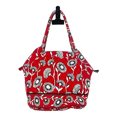 Vera Bradley Deco Red Daisy Angle Tote Quilted Floral Bag • $22