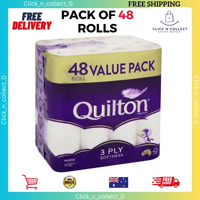 48x Quilton Toilet Paper Tissue Roll Silky Smooth Soft Absorbent 3-Ply 180 Sheet • $27.89