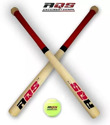 £7.95 • Buy AQS 17  Rounders Kids Wooden Baseball Bat With Soft Tennis Ball Garden Play Set