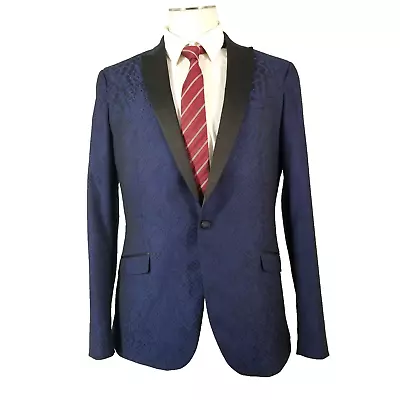 J. Ferrar Jacket Blazer Mens 42L Slim Fit Blue Snakeskin Stage Tuxedo Rockabilly • $62.91