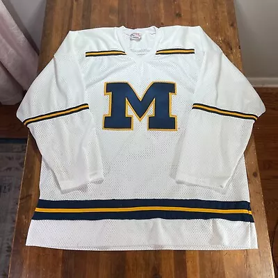 Vintage Michigan Wolverines Jersey Mens Large White Hockey Koronis Made In USA • $74.99