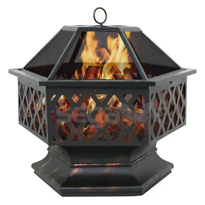 Hex Shaped Patio Fire Pit Outdoor Home Garden Backyard Firepit Bowl Fireplace • $63.58