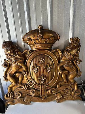 Dieu Et Mon Droit Lion Monarch UK Royal Coat Of Arms Vintage Heavy • $339.99