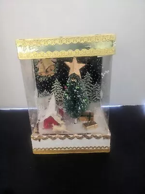 Vintage Christmas Musical Christmas Tree Houses Display Windup Jingle Bells AsIS • $20.99