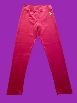 US Polo Assn Women's Velour Joggers Hot Pink Size Large 95/5 Polyester/Elastane • £17