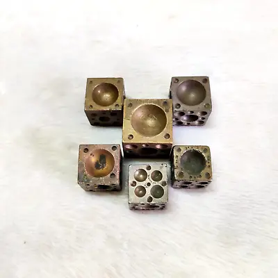 Vintage Dice Shape Brass Goldsmith Jewelry Stamp Decorative Collectible 6Pc M553 • $268