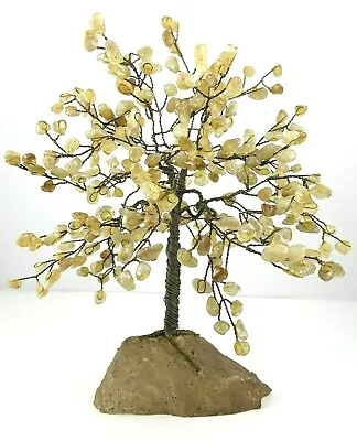 Citrine Agate Twisted Brass Wire Tree Sculpture • $82.36