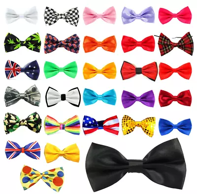 New Colour Satin Mens Boys Plain Bow Tie Wedding Party Prom Dress Bowties Ties • £2.99