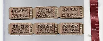 Vintage Lot 1961 Hagan-Wallace FREE CIRCUS 10c Off Ride Tickets  • $9