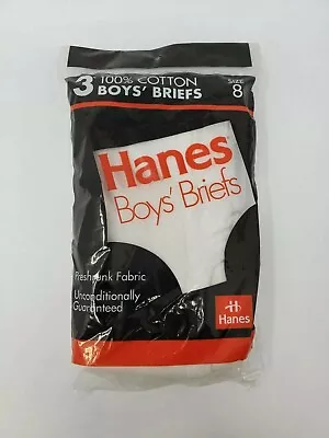 Vintage Hanes Deadstock USA 100% Cotton Boys Size 8 Briefs Underwear 3 Pack • $41.31