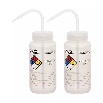 2PK Distilled Water Wash Bottle 500ml - Wide Mouth - LDPE - Eisco Labs • $16.99