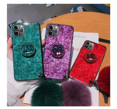 $9.45 • Buy For IPhone 14 Pro Max 12 Mini X 7 8 Glitter Marble Phone Holder Case Haarballen