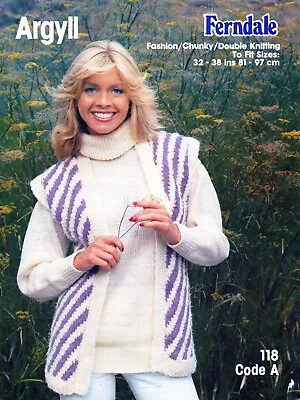 ~ Argyll Knitting Pattern For Diagonal Stripe Waistcoat & Roll Neck Sweater ~ • £2.27