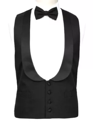 Mens Black Scoop Cut Tuxedo Lapel Shawl Collar Waistcoat Vest Gilet- M L Xl Xxl • $54.27