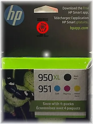 4 Pack HP 950XL/951 (C2P01FN) Black/Cyan/Magenta/Yellow Ink Factory Sealed 25/26 • $89.77