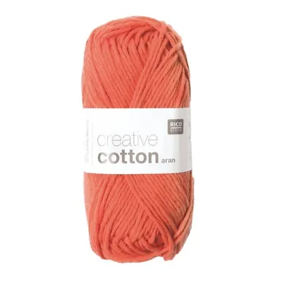 Rico Creative Cotton 100% Cotton Aran Weight Knitting/ Crochet Yarn 50g Ball • £2.39