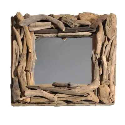 Driftwood Mirror Rectangular 50cm X 40cm Bathroom Mirror Nautical Coastal Theme • £34.95