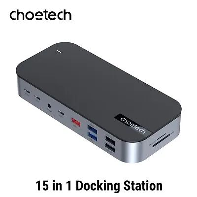 Choetech 15 In 1 USB-C HUB Dock Station 4K HDMI Video Output 1000Mbps 4 Displays • $154.95
