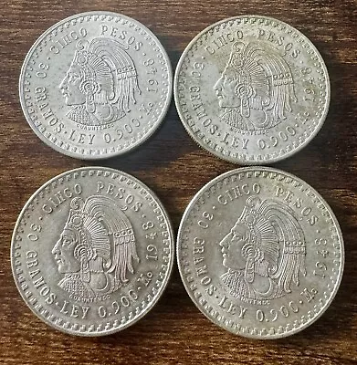 1948 Cinco Pesos  Silver Cuauhtemoc Aztec Warrior Lot • $118.50