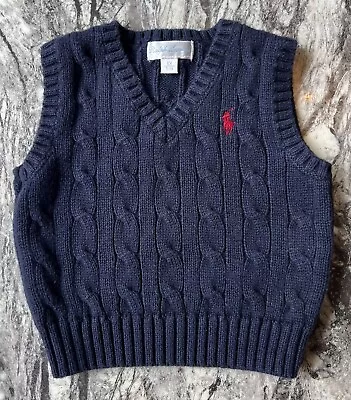 Ralph Lauren Sweater Vest Navy Blue Baby Boys 6 Months  • £5