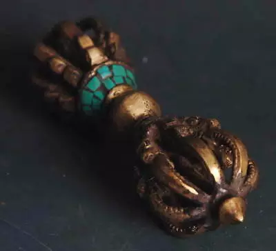 $34.95 • Buy 9-Pronged Copper & Turquoise Lotus Vajra Dorje! Tibet Buddhist! Prayer Weapon