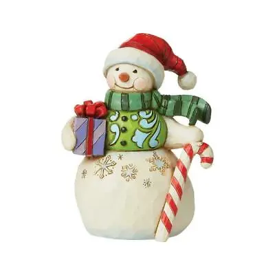 $24.50 • Buy Jim Shore Heartwood Creek MINI SNOWMAN WITH GIFT & CANDY CANE 6009009 NEW IN BOX