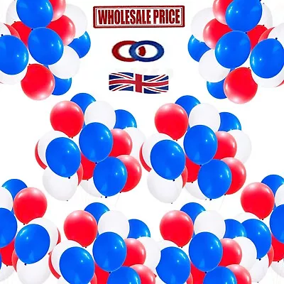 100 Union Jack Red White Blue Balloons King Charles III Coronation Party Decor • $3.72