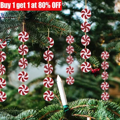 10 X 3D Christmas Candy Cane Pendant Hanging Ornament Xmas Tree Party Decoration • £2.73