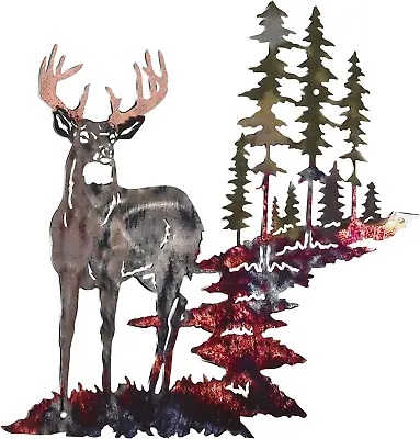 Metal Deer Wall Art Forest Deer Wall Decor Metal Tree Wall Art Metal Deer Decor • $17.99