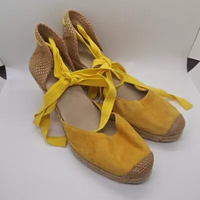 Mint Velvet Yellow Wedge Heels Espadrille Size 7 • £30