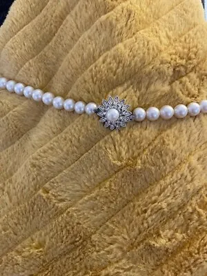 Single Strand Vintage Pearl Necklace With Unique Clasp  • $45