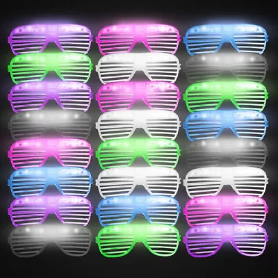 £7.47 • Buy 6-24PC Flashing Party Glasses | LED Light Up Glow Neon Shutter Shades Disco Rave