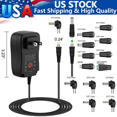 12W/30W AC/DC Adapter 3V-12V Adjustable Power Supply Adaptor Charger Universal  • $11.98