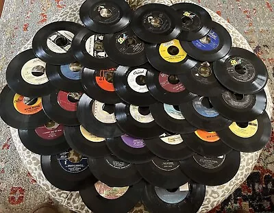 Bulk Lot Of 34 - 7  45 RPM Records For Decorating & Crafts Wide Variety & Genre • $8.88